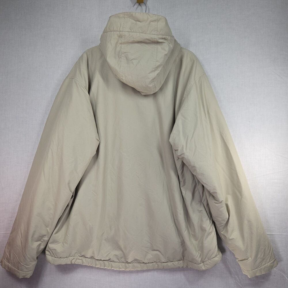 Lands End Jacket Mens Large Khaki Tan Beige Hood Fleece Lined Gorpcore Preppy - Picture 2 of 12